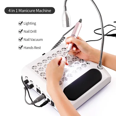 Wholesale 4 in 1 Manicure Machine LED Lamp Nail Dust Suction Collector with Hands Rest