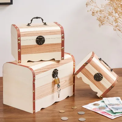 Large-Capacity Solid Wood Children's Piggy Bank with Lock Eco-Friendly Money Box for Deposit Withdrawal