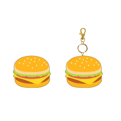 CE Custom Stuffed Bear Hamburger Cute Popular Keychain Creative Simple Decompression Schoolbag Pendant