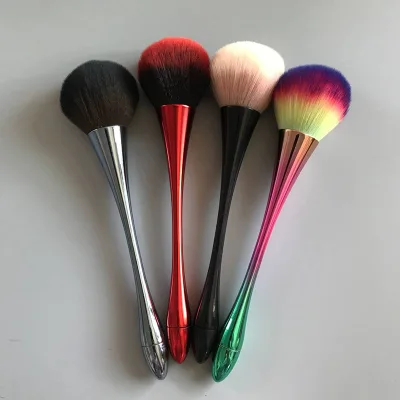 Hot Sell Medium Powder Brushes Four Color Options Plastic Handle Synthetic Hair rainbow Make up Brush