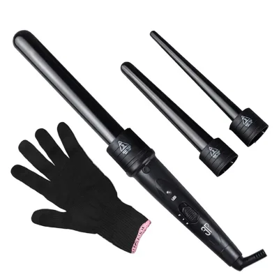 3 in Curling Iron Wand Set Interchangeable Components Hair Curler