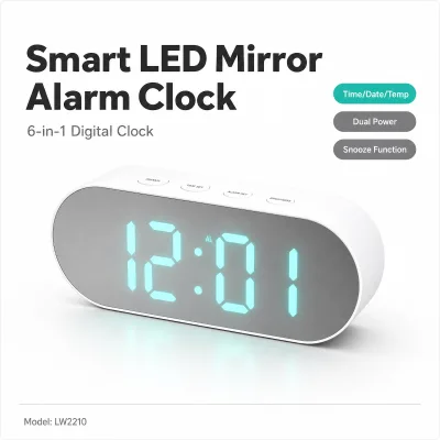 Mirror-style Digital Alarm Clock Modern Minimalist Design Plastic/PVC Material for Students Lazy Sleepers; Desktop LED Clock