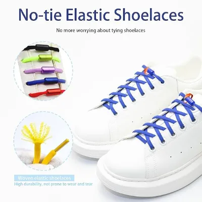 Stretchy Polyester No Tie Shoelaces Bright Colored Aluminum Capsule Lock Convenient Replacement Laces
