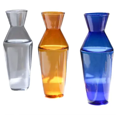 Wholesale Custom Simple Art Deco Tabletop Home Desktop Decoration Hand Polished Round Bottle Mouth Colored Glass Vase