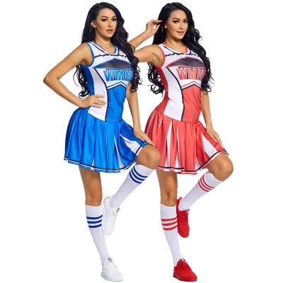 Ladies Sexy Varsity High School Cheer Girl Sexy Cheerleader Costume Uniform Halloween Fancy Dress Costume
