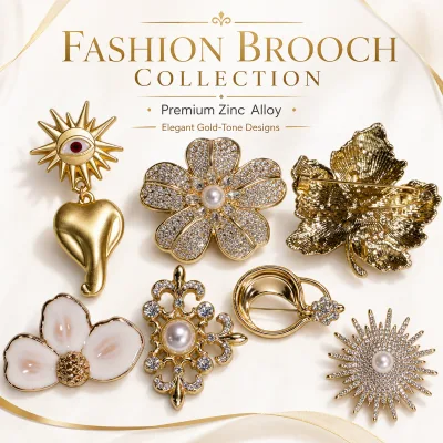 Wholesale Gold Plated Zinc Alloy Sunburst Brooch Pin with Pearl and Rhinestones for Women's Jewelry Gift Brooch Clothing