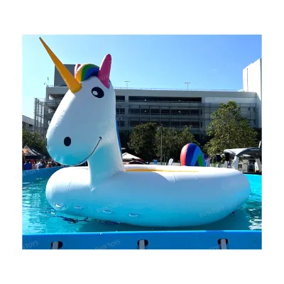 Summer Water Play Equipment Outdoor 0.9mm PVC Unicorn Pool Float Inflatable Unicorn Boat Water Games for Family Party