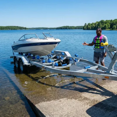 Steel Boat Trailer for Automobile, 7935mm in Length, for Fishing Boat & V-hull Boat, Custom Made at Factory
