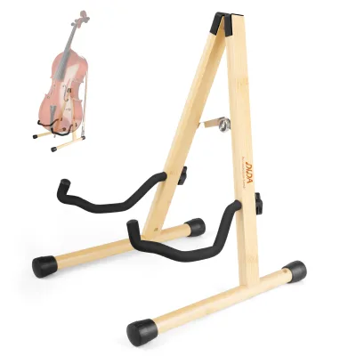 Durable Polished Wooden Cello Stand with Bow Holder Detachable Design for 1/2 1/4 3/4 1/8 7/8 Cellos-DIDA MA-38U