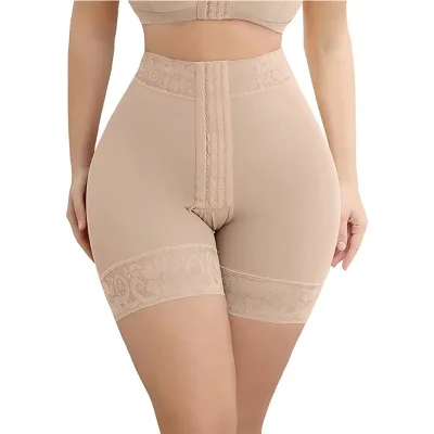 No-Slip Strip Zipper Faja Shapewear Lace Waist Trainers Hip Enhance Shorts Body Shapers