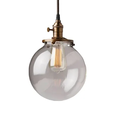 Modern Hand Blown Transparent Glass Ball Lamp Shade Curved Neck for Home Hotel Lighting Decoration