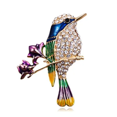 Women Enamel Bird Brooches Fashion Rhinestone Cute Vivid Flying Fledgling Animal Brooch Pins Scarf Dress Coat Lapel Gift