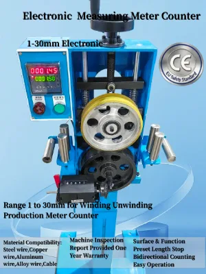 Roller Type Electronic Length Measuring Unit Meter Counter Wire Range 1-30mm for Wire Tube Hose Processing Digital Meter Counter