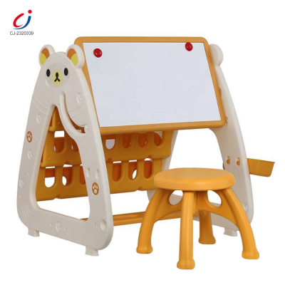 New 3 in 1 Foldable Bookshelf Multifunctional Painting Magnetic Drawing Board Educational Kids Drawing Board with Tables Chairs