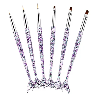 Wholesale 3PCS Mermaid DIY Nail Art Painting Pen Set Flat UV Gel Liner Brush Thin Stripe Drawing Made Durable Nylon Material