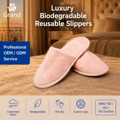 Silky Soft Velour Hotel Slipper Luxury Closed Toe Guest Slipper Personalized Branding for Boutique Hotels and Spas