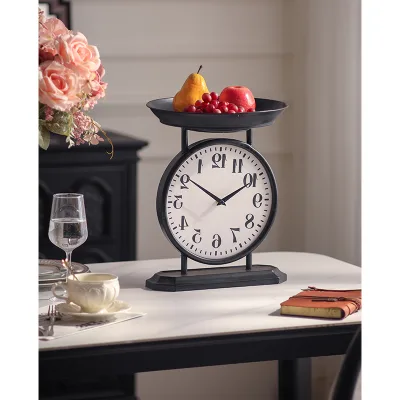 Desk Clock Modern Rustic Design Black Metal Tabletop Clock Chic Home Decor for Desk Counter Top OEM Design