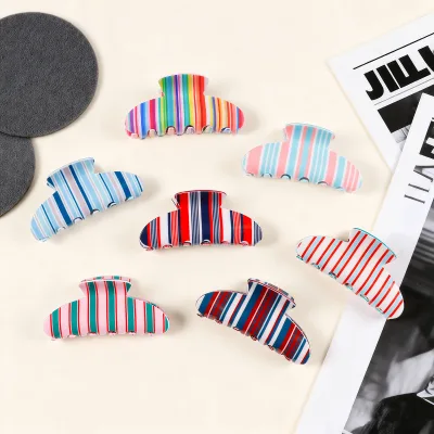 Wholesale Colorful Stripes Hair Claw Clip 9.8cm Shark Clip for Ponytail Wholesale Clamp Women Girls Hair Accessories
