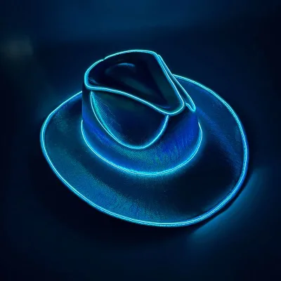 Colorful LED Light-Up Adult Cowboy Cowgirl Hat New Year Flashing Hat for Halloween Christmas & Cosplay Parties