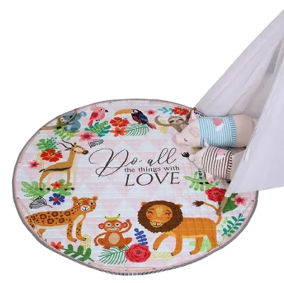 Printed Round Kids Toys Carpet Babies Play Mat Cotton Developing Mat Rug Puzzle Play Mat Storage Bag Toys