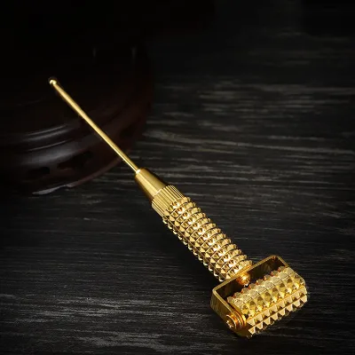 Beauty Face Roller Massage Roller Lymphatic Drainage Gold Derma Roller Without Needles Sculpting Massage for Face