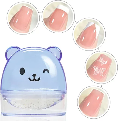 Bear Stamper with Scraper French Tip Stamp Jelly Nails Art Template Tool Silicone for Woman Bear Stamper