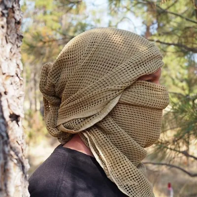 Lightweight Tactical Camouflage Mesh Scarf & Sniper Veil-Dustproof Polyester Hunting Blind Accessory for Sports & Hiking