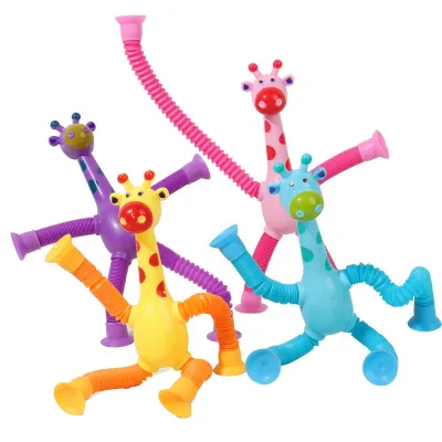 Cross-border Versatile Suction Cups Giraffe Cartoon Telescopic Tubes Children's Educational Stress-relieving Toys