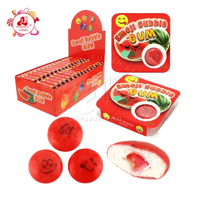 Halal 4 in 1 smiling face watermelon bubble chewing gum ball