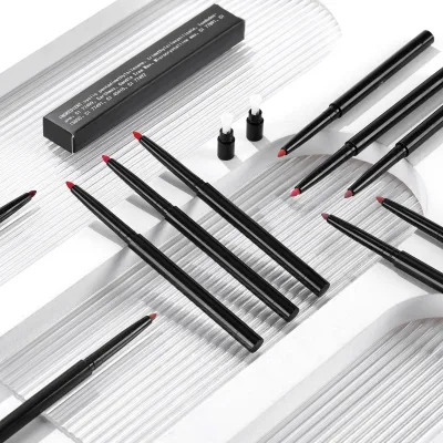 No Logo Vegan Dark Brown Organic Nude Lip Liner Pencil  Long Lasting Matte Black Cream Lipliner Retractable Crayon Lip Liner