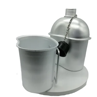 Large Capacity Water Bottle Suitable for Camping with Aluminum Cup, Easy to Carry