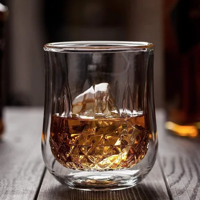 Premium High Quality Reusable Double Layer Shot Glass Classic Style Crystal Diamond Bar Party Use
