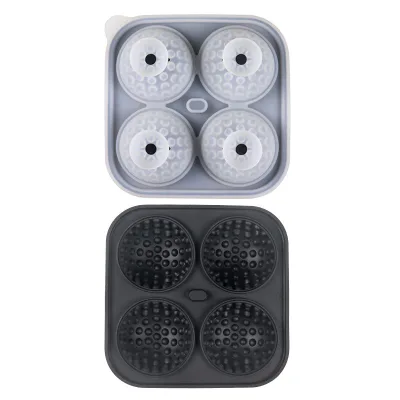 4-Ball Ice Maker Sustainable PC Silicone Ice Cube Mold for Golf Hockey Custom Logo Diamond Pattern Ice Cream Tool