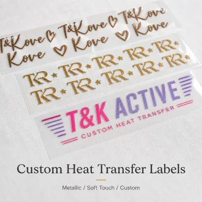 Custom 3D Silicone Heat Transfer Label, Metallic Gold Bronze Soft Touch Embossed Patch for Apparel Sportswear Jacket Bag Hat