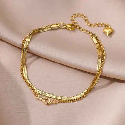 Fancy Day 13 Styles 18K Gold Plated Stainless Steel Anklets Figaro Chain Anklet Bead Chain Cuban Link Anklet