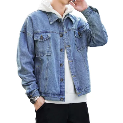 Four Seasons Loose Denim Jacket High Street Fashion Cargo Retro Trend