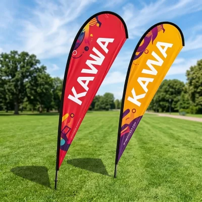 KAWA Commercial Grade Feather Teardrop Square Flag Beach Custom Flag with Reinforced Stitching for Long-Term Outdoor Use