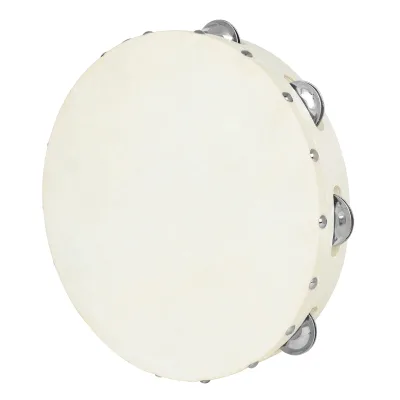 Wholesale Music Percussion Instruments 10 Inch Single Layer Cymbal Sheepskin Drum Solid Wood Hand Drum Wooden Tambourine