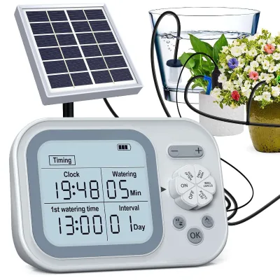 Smart Solar Irrigation System Display Water Shortage Alarm Auto Watering Kit for Patio Plants