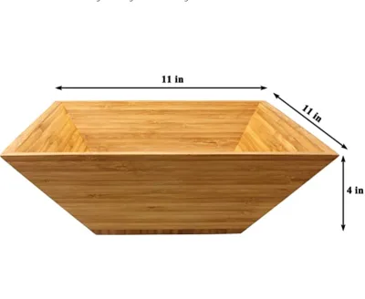 2026 Bamboo Salad Bowl Set with Serving Hands large square bowl and matching salad servers