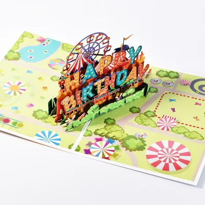 New Design Carnival Theme Funny 3D Pop up Birthday Cards Happy Birthday Popup Cards Ideas For Birthday Party Favor