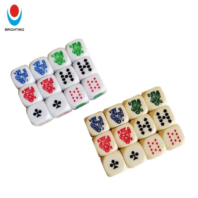 Customizable 16mm D6 Square Rounded White Ivory Acrylic Poker Dice Square Rounded White Ivory Engrave Design Custom LOGO for