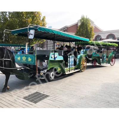 Royal Carriage European Black Horse Carriage With 4 Wheels Horse Cart Tourist Carriages Manufacturer