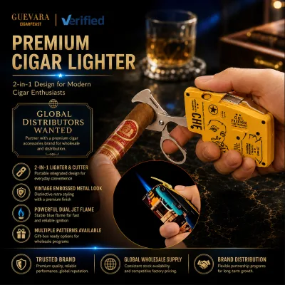 Vintage Che Guevara Engraved Windproof Butane Fuel Luxury Cigar Torch Lighter Integrated Guillotine Cutter Portable Rechargeable