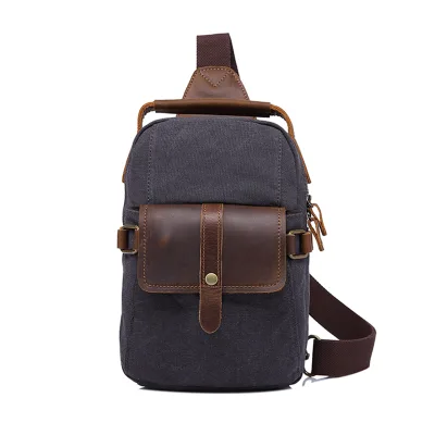 Wholesale Casual Custom Logo  Sport Canvas Long Straps Chest Bags Waterproof Crossbody Sling Chest Bag