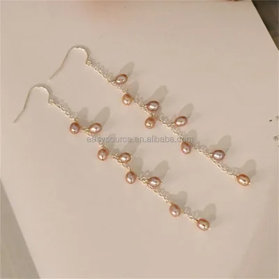 RE6402 Women Long Fashion Earring Natural Freshwater Pearl Earrings Elegant Party Jewelry