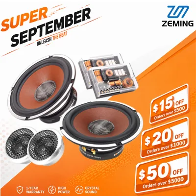 Ruby Red Paper Cone 6.5 Inch Component Speakers 6.5 Car Speaker Ferrite Motor 120W Peak With Passive Xover 4 Ohm for Truck
