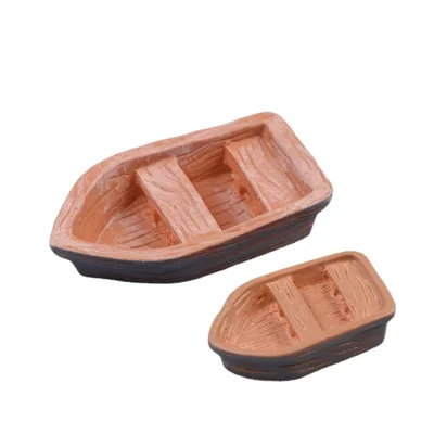 Hot Sale Mini Boat with Oars Resin Canoe Model Miniature Ship Decor Nautical DIY Micro Landscape Decor for Aquarium Terrariums