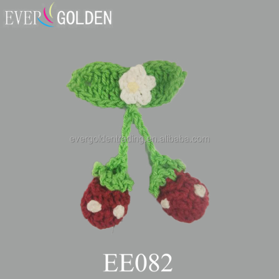 Crochet Food Kitchen Toy Crochet Pretend Strawberries DIY Apparel Accessories Colorful Cotton Decorative Crochet Handmade Flower