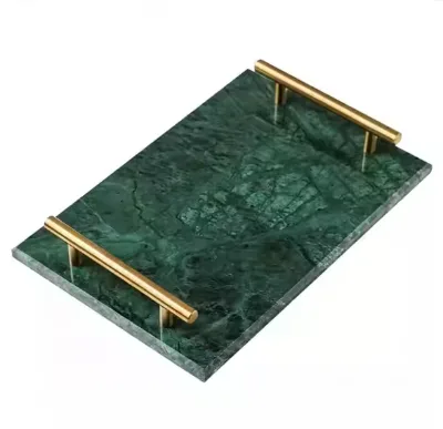 Factory Wholesale Marble Serving Tray Rectangle Luxury Green Artificial Marble Board Decorative Wedding Food Fruit Serving Tray